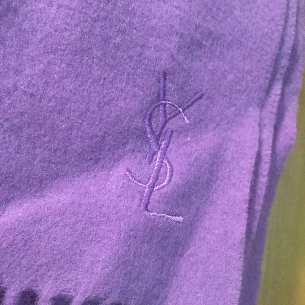 Yves Saint Laurent Purple Wool Scarf with YSL Monogram